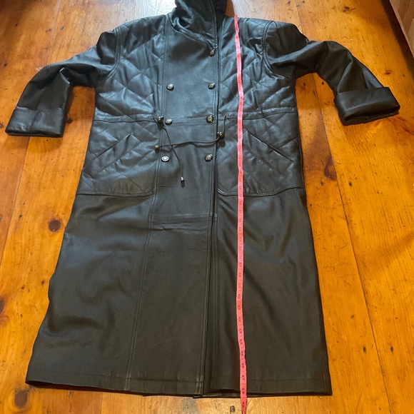 Vintage 100% Leather Hooded Trench - Picture 14 of 16